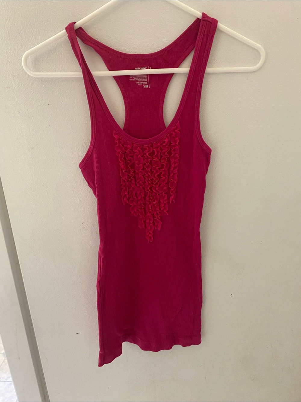 Old Navy Fuchsia Ruffled Racerback Tank Top